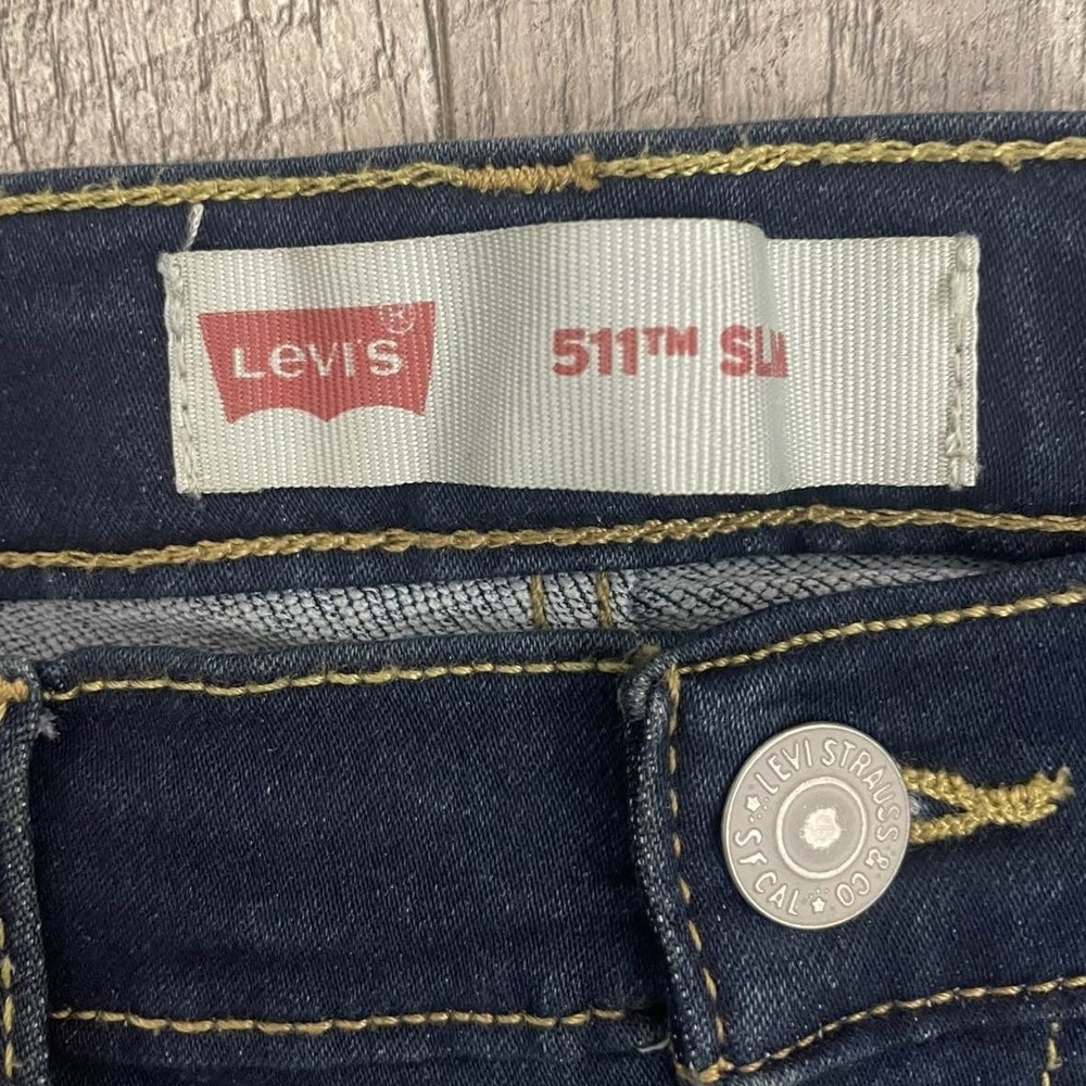 Levis 511 Slim Boys Jeans Dark Wash‎ Indigo Stretch Size 12 Reg 26x27 - Picture 3 of 8